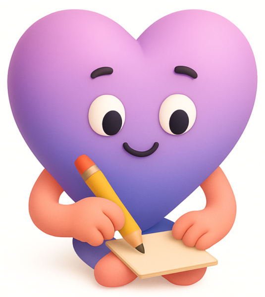 Huggy heart Writing